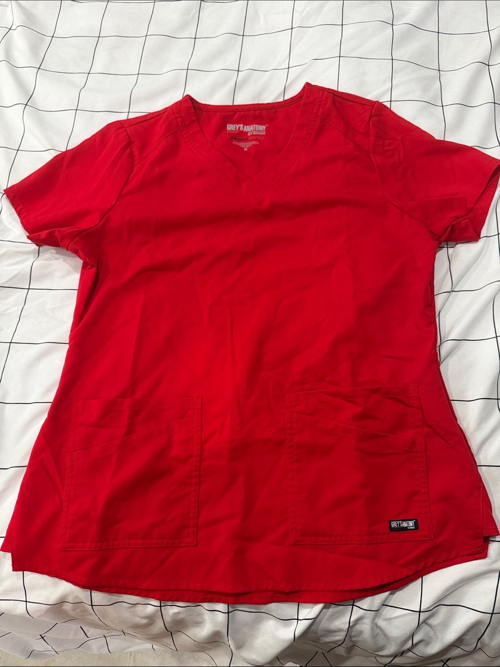 Grey's Anatomy Red Short Sleeve V-Neck Scrub Top